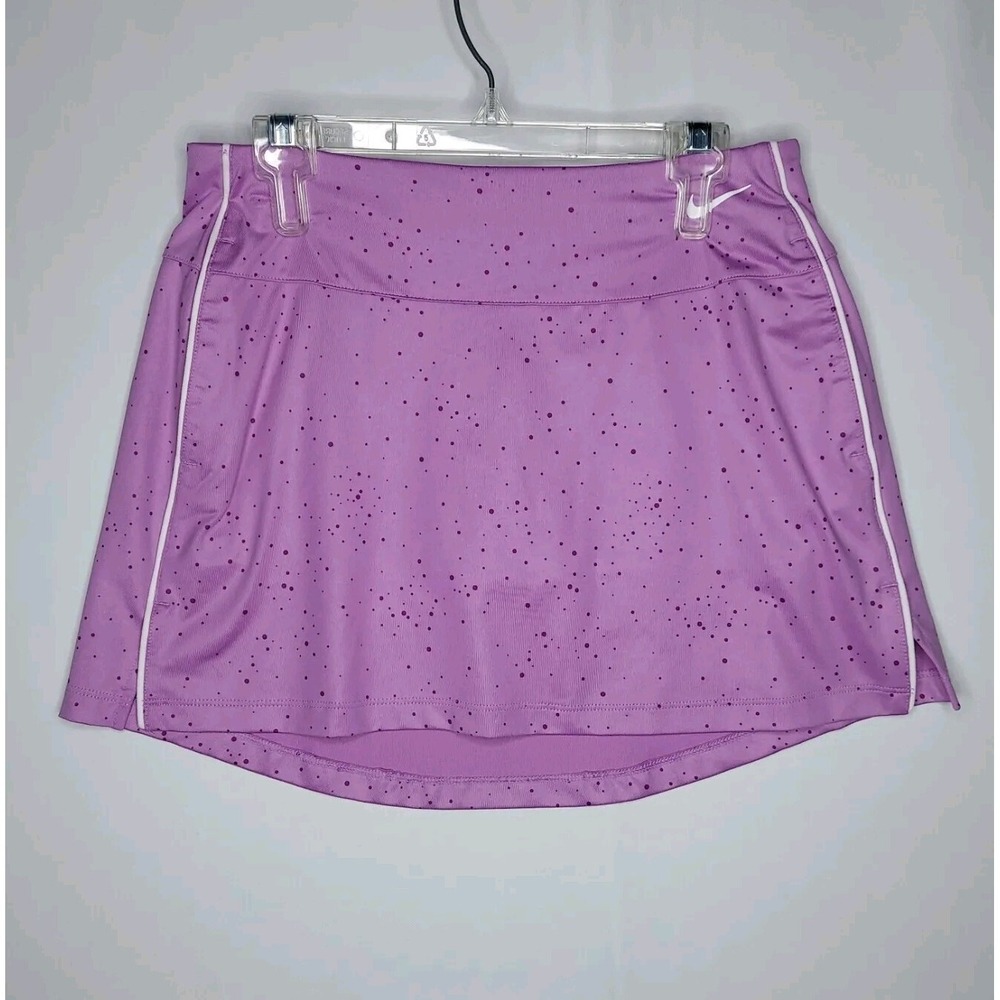 Nike Skort Women Medium Purple Dotted Mini Stretch Pullon Athletic Pocket Tennis - Picture 1 of 11
